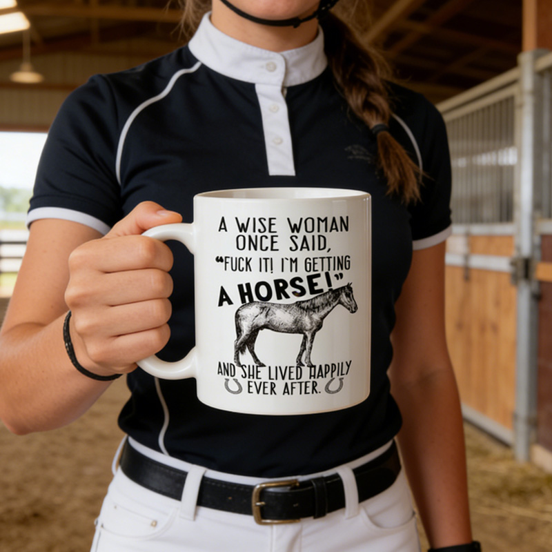 Funny Horse Lover Quote Gift For Equestrian Women Rider Coffee Cup Farm Stable Present Mug