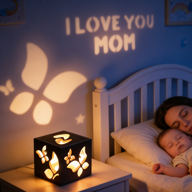 Personalized I Love You Mom Shadow Light Gift For Mothers Day Romantic Butterfly Cutout Home Decor Unique Lantern Centerpiece