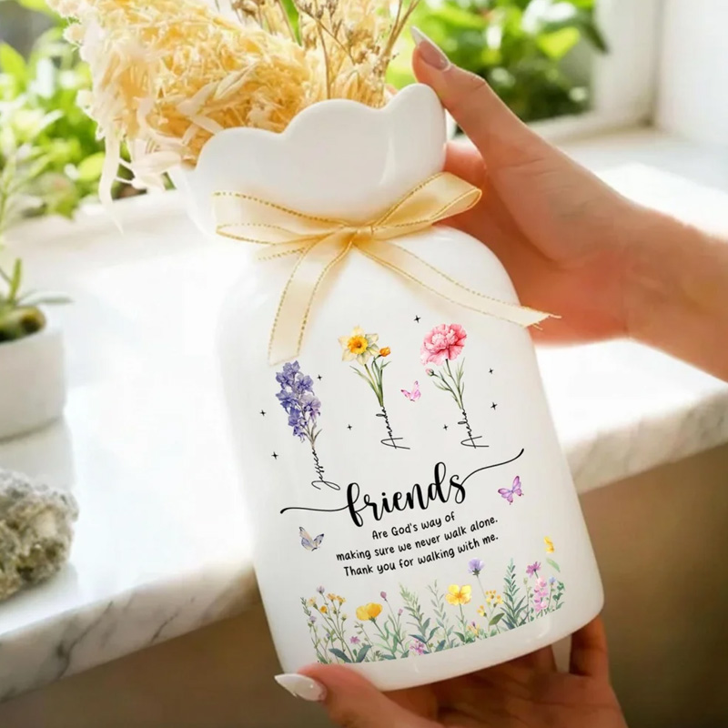 Personalized Best Friends Flower Vase Besties Birth Month Ceramic Flower Vase Soul Sisters Gift BFF Friendship Decor Gifts