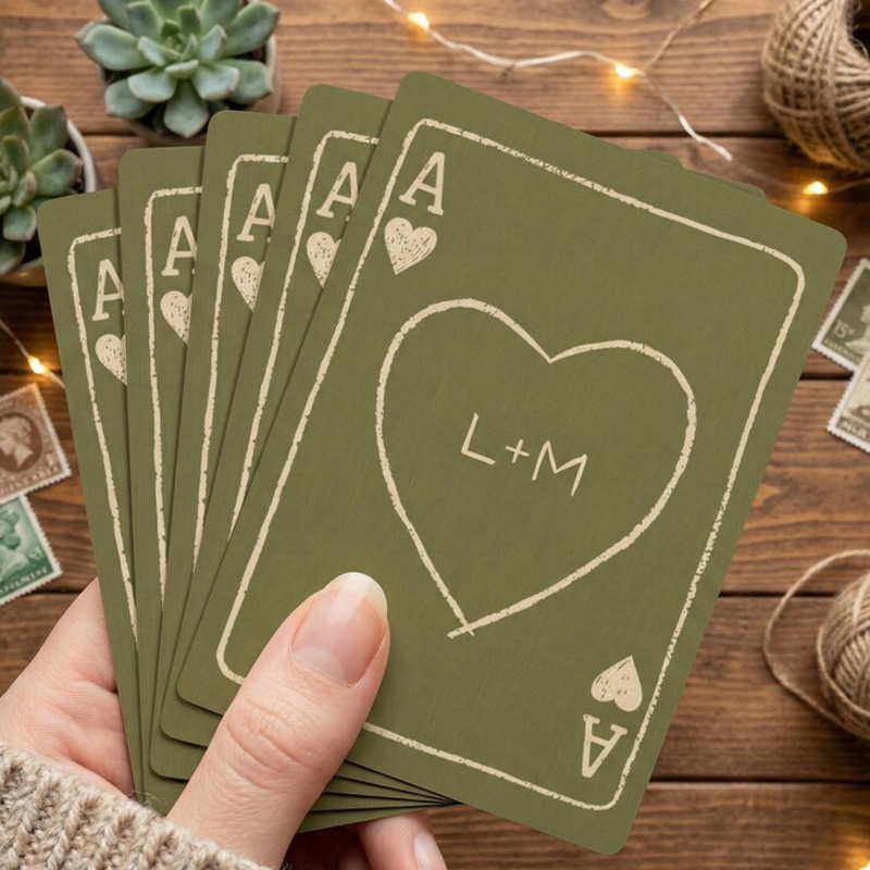 Personalized Custom Heart Message Gift For Couples Gamers Unique Poker Deck Anniversary Present Playing Cards