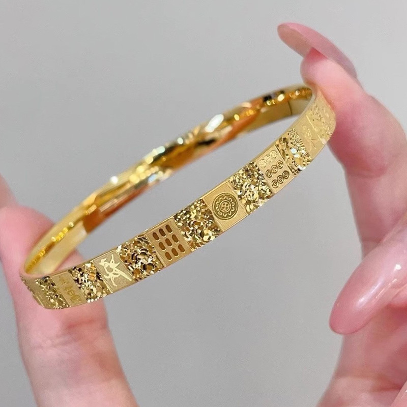Gold Mahjong Bangle Lucky Charm Jewelry Gift for Game Enthusiasts and Fashion Lovers