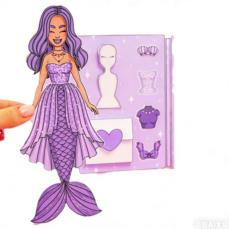 Creative Magical Undersea Mermaid Door Story Book Toy for Kids Imaginative Craft Gift Paper Play Set