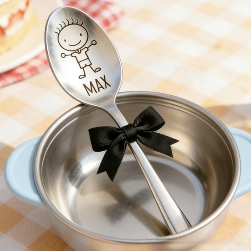 Personalized Custom Name Cute Baby Gift Adorable Engraved Feeding Utensil Keepsake Spoon