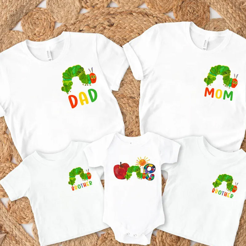 Personalized Cute Name Print Colorful Funny Outfit Custom Text Cotton T Shirt Set Parent Child Outfit Personalized Family Matching
