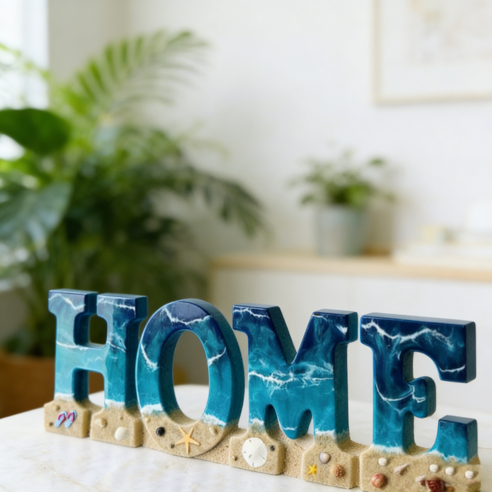 Personalized Ocean Resin Letter Decor Handmade Sea Turtle Starfish Shell Initial Wall Art For Coastal Home Decor Beach Themed Gifts