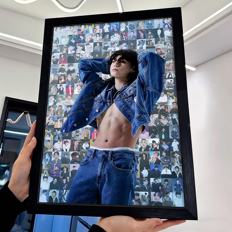  Kpop Collage Unique Wall Art Puzzle Handmade Creative Gift Home Decoration Aesthetic Puzzle with Picture Frame