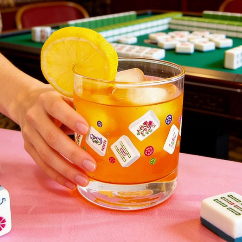 Colorful Retro Style Fun Party Drinkware Unique Gift for Game Lovers Home Bar Decoration Mahjong Tiles Highball Cocktail Glasses