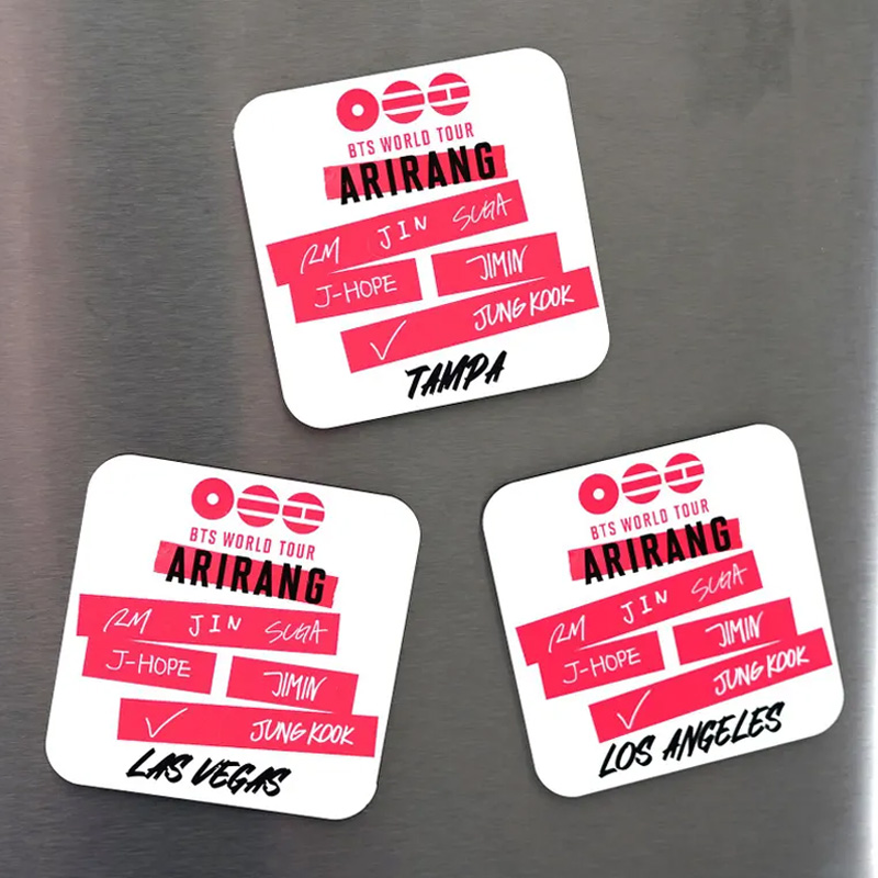 Personalized City World Tour Kpop Inspired Red Lettering Logo Art Collectible K-Pop Fan Gift Refrigerator Magnets
