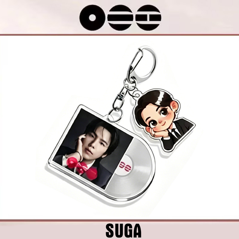 Kpop Inspired Album Disc Photo Card Cartoon Charm Collectible Music Lovers Accessory Gift Keychain