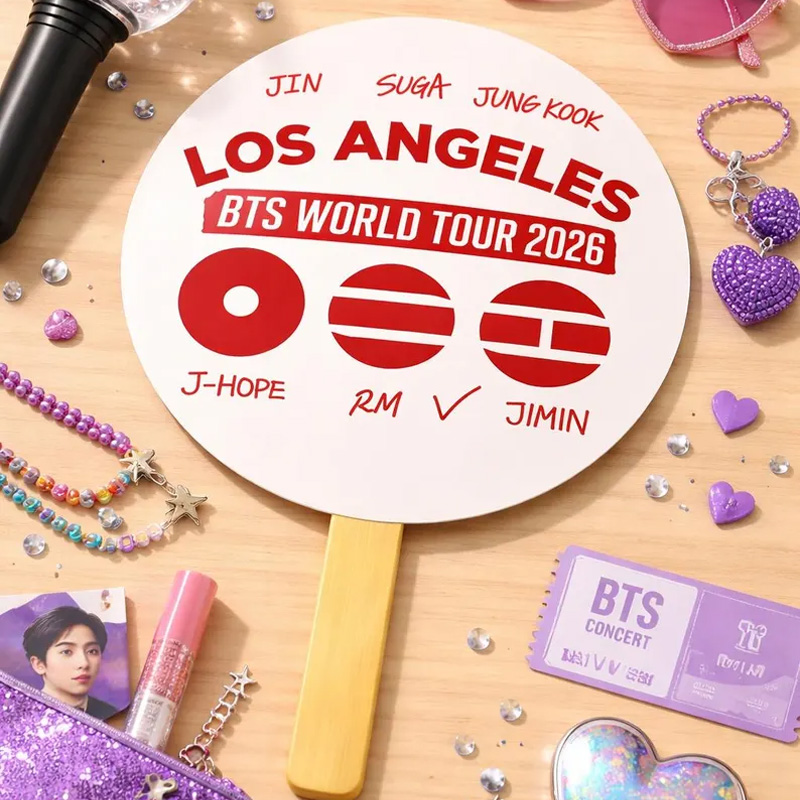 Personalized K-pop Inspired World Tour 2026 Custom City Name Concert Souvenir Round Handheld Decorative Fan