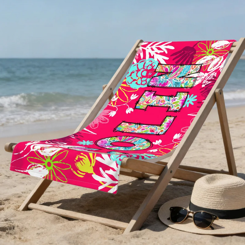 Personalized Toile De Jouy Graffiti Floral Quick Dry Oversized Beach Towel with Name Summer Vacation Travel Essentials Birthday Gift for Friend Family
