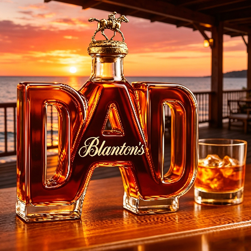 Personalized Bold Dad Letter Shape Whiskey Bottle Unique Gift for Father Elegant Bar Display Collectible Decanter