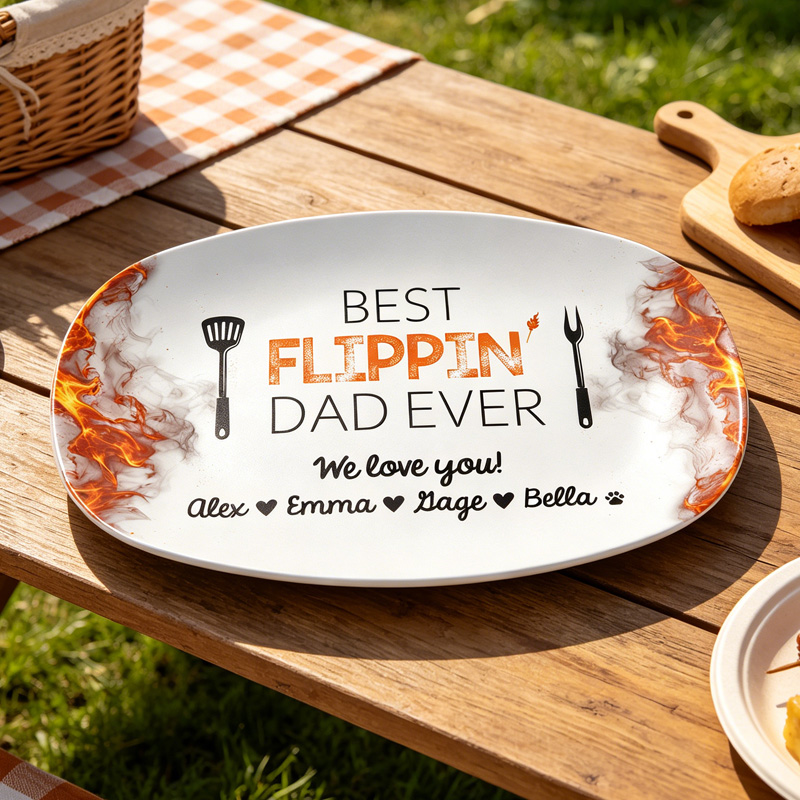 Personalized Platter Gift For Dad Grandpa Father's Day Best Flipping Dad Ever