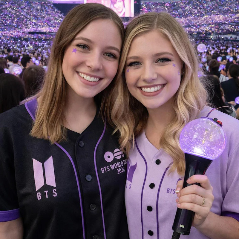 K-Pop Concert Fan Matching Aesthetic Glow Lightstick Inspired Stylish Outfit Baseball Jersey