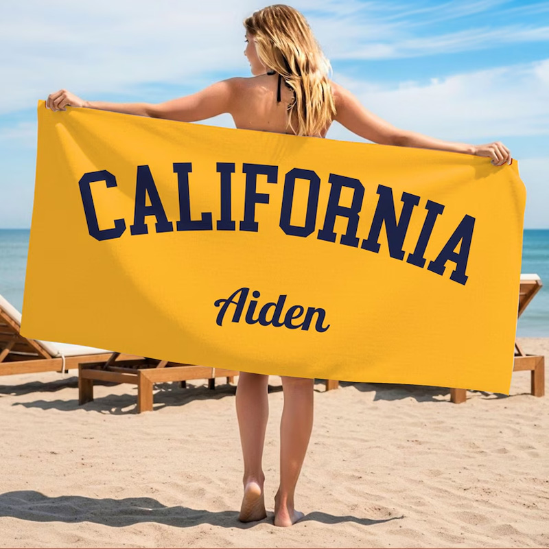Personalized College Beach Towel Custom Name University Logo Pool Swim Team Sports Graduation Gift for Students
