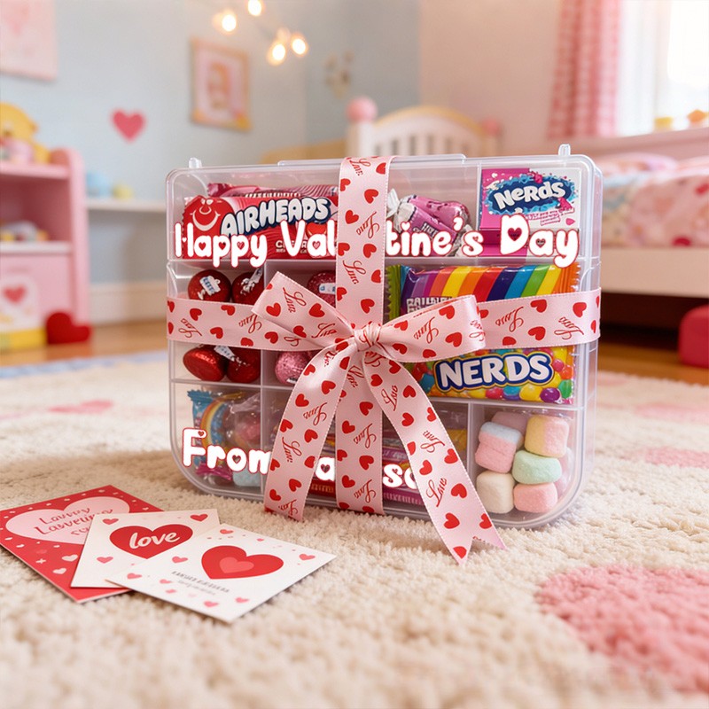 Personalized Valentines Theme Custom Name Sweet Gift Heart Ribbon Treat Collection Pops Candy Box