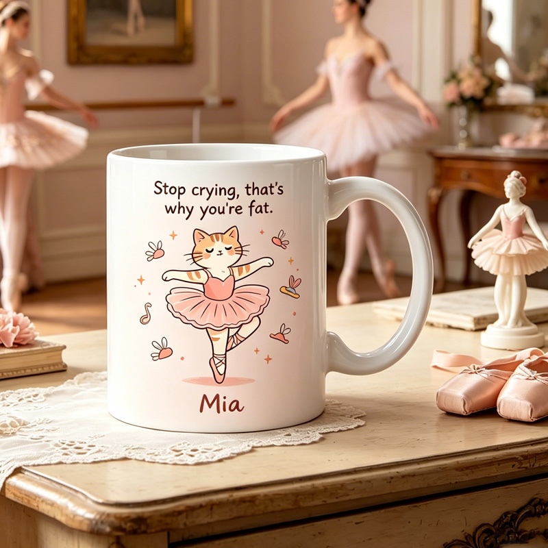Funny Animal Ballerina Mug Custom Name Personalized Coffee Cup Cute Animal Dance Theme Gift For Her Him