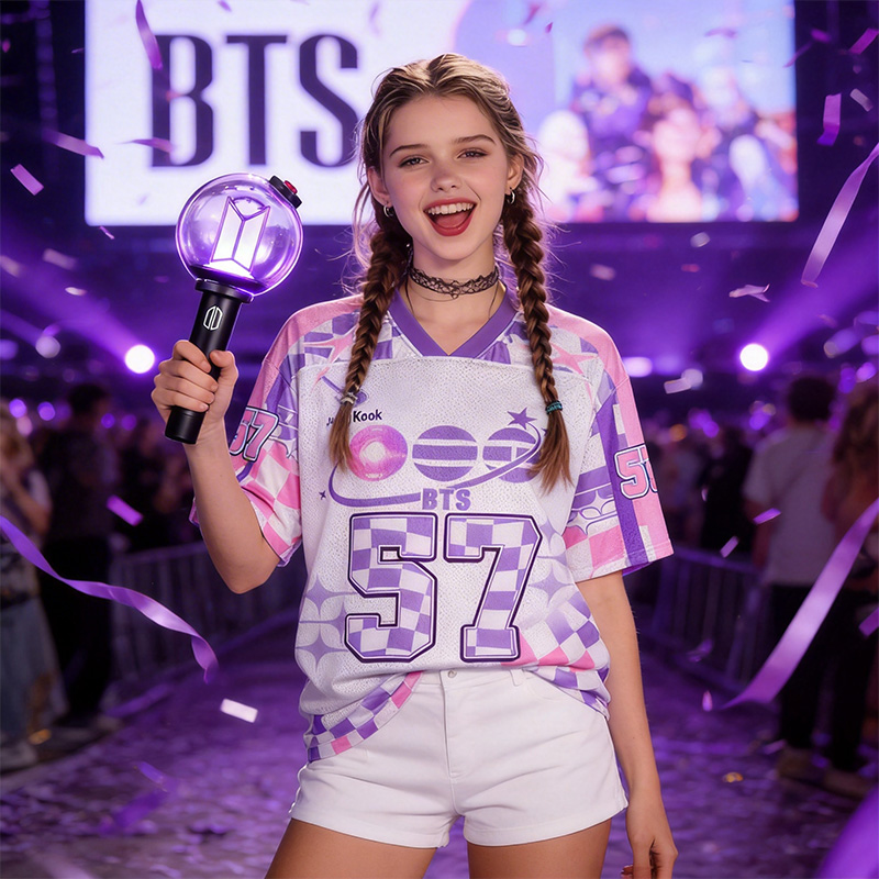 Personalized Purple Gradient Kpop Concert Jersey Custom Name Number World Tour Inspired Stage Outfit Fan Gift Design