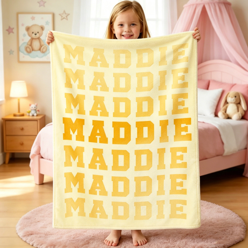Personalized Name Blanket For Kids Custom Ombre Name Throw For Toddler Girls and Boy Nursery And Bedtime