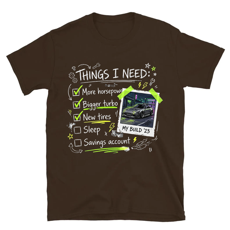 Personalized Car Build Checklist T-Shirt Upload Your Car Photo Personalized Tuner Tee, Funny Car Guy Gift More Horsepower