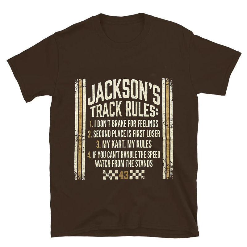 Personalized Track Rules Go-Kart Racing Vintage Distressed Graphic Unisex Cotton T-Shirt