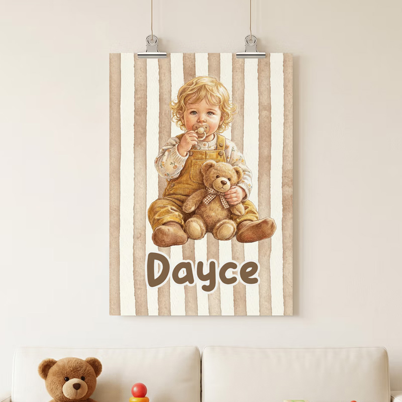 Personalized Baby First Word Mispronunciation Canvas Poster Frameless Framed Painting with Photo and Text Birthday Gift for Toddlers New Parents