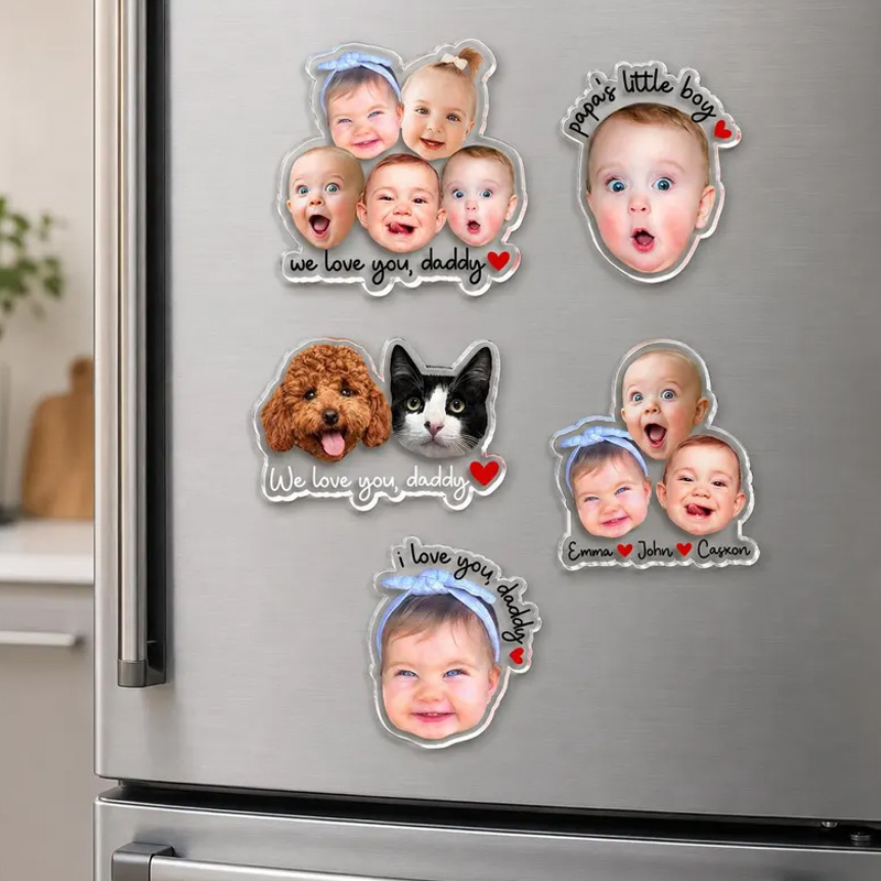 Personalized Funny Face Photo Baby And Pet Custom Text Gift For Family Friends Cute Home Decor Refrigerator Magnets