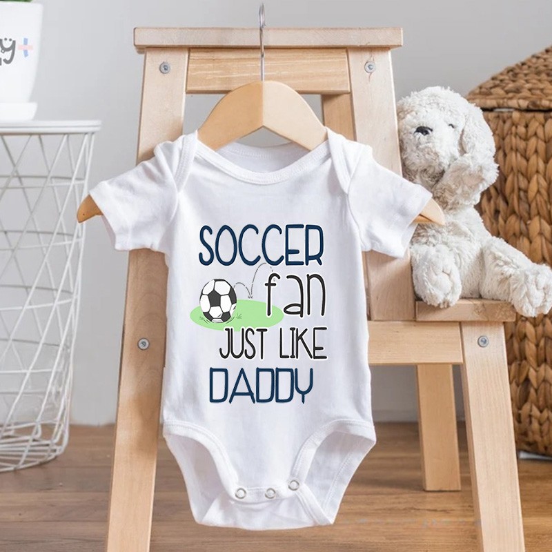 Personalized Soccer Fan Name Custom Baby Gift Cute Sports Lover Just Like Daddy Fun Soft Comfortable Baby Bodysuit
