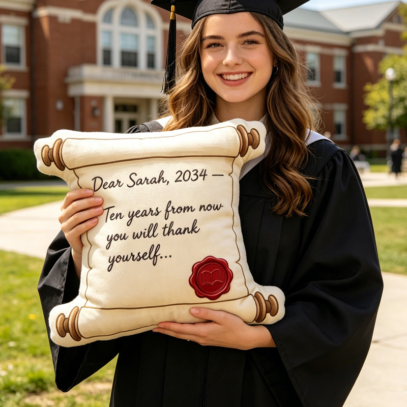 Personalized Graduation Letter To Future Self Custom Name Year Motivational Quote Scroll Keepsake 3D Print Pillow