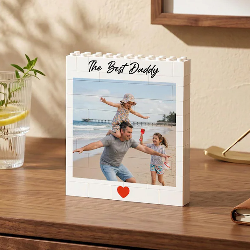 Personalized Baby And Pet Photo Keepsake Custom Name Heart Detail Nursery Decor Gift Photo Building Block Puzzle
