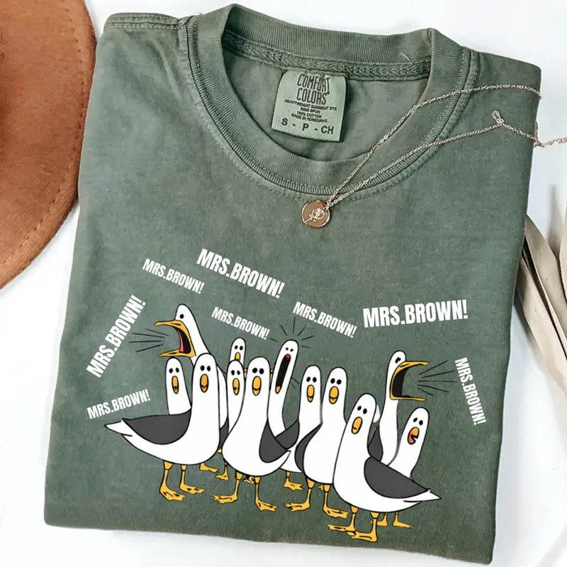 Personalized Funny Seagull Beach Quotes Mine Mine Mine Coastal Seaside Birds Summer Vacation Graphic Teachers T-Shirt