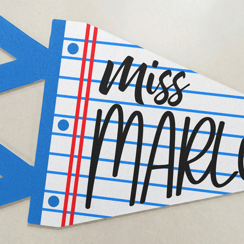 Personalized Lined Notebook Paper Teacher Name Handwritten Style Classroom Door Bulletin Board School Decor Pennant