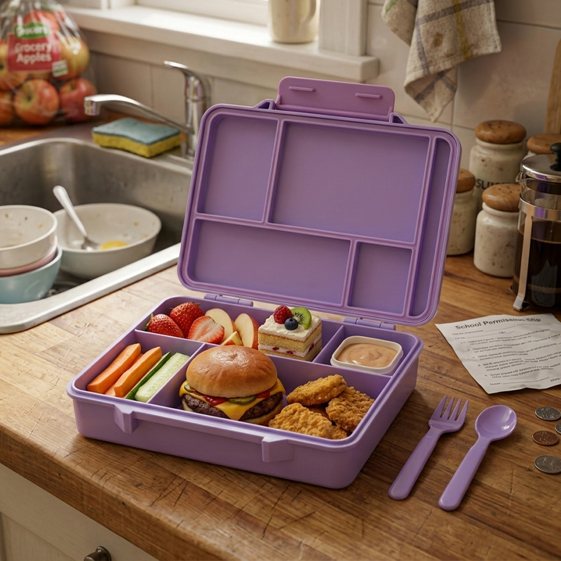 Personalized Rainbow Horse Name Kids Lunch Box Using a Spoon Fork and Sauce Container Magical Rainbow Themed Cute Girls School Snack Container Design