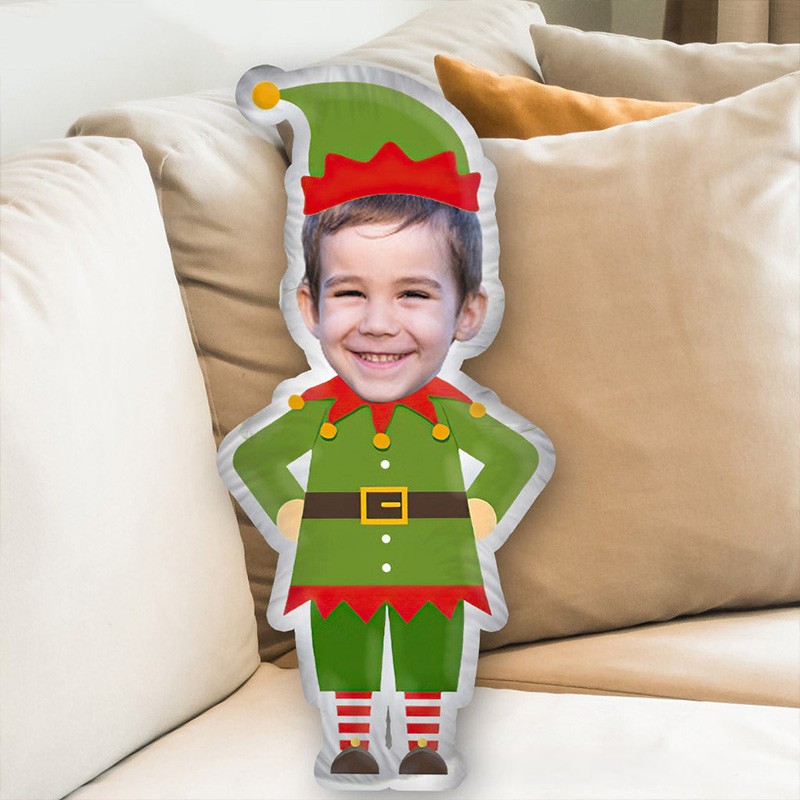 Personalized Elf Pillow with Custom Photo Feature Creating a Festive and Playful Holiday Decoration for Home Pillow