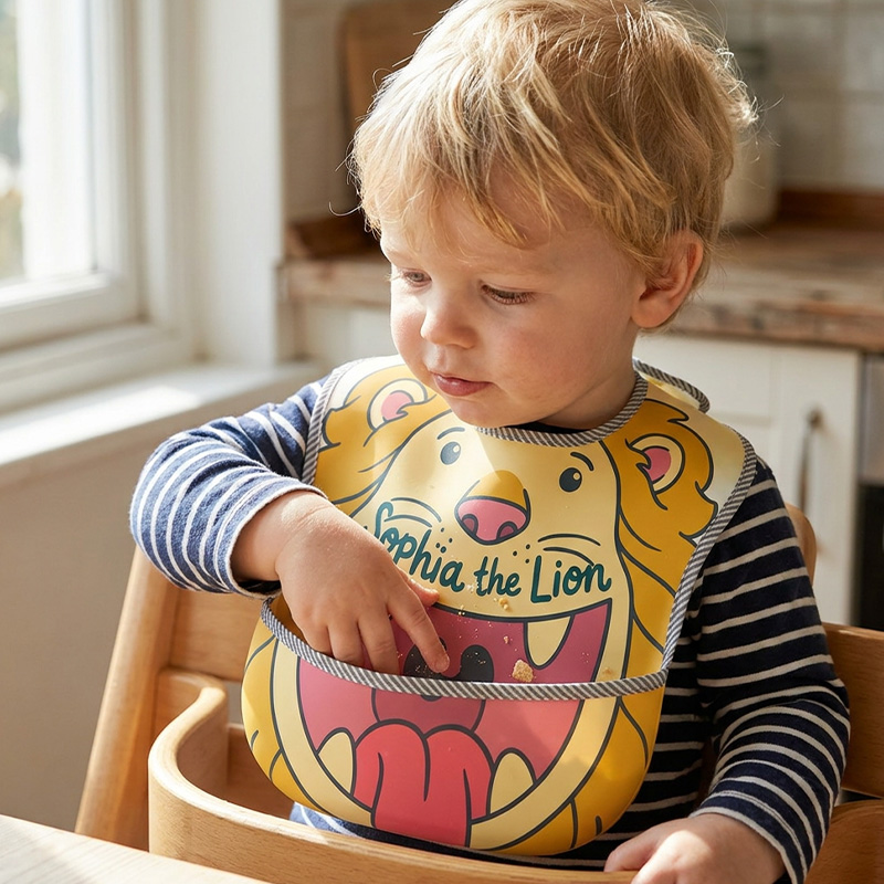 Personalized Lion Bib Name Roaring Hungry Cub Cute Jungle King Baby Bo
