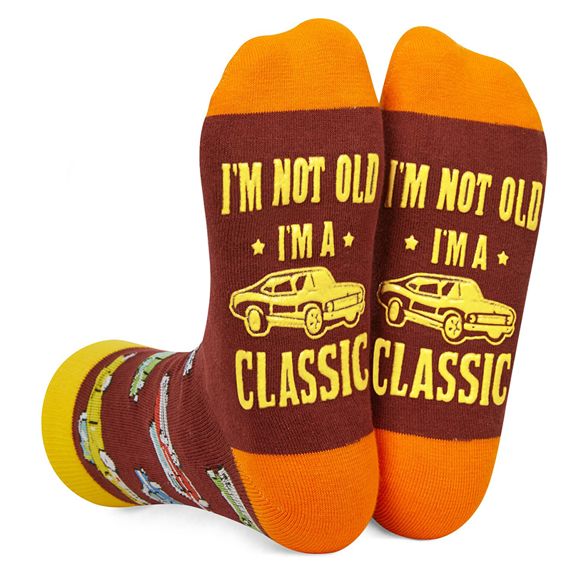 I'm Not Old I'm A Classic Funny Vintage Muscle Car Novelty Crew Socks Classic Car Pattern Socks Gift For Classic Automobile Lovers
