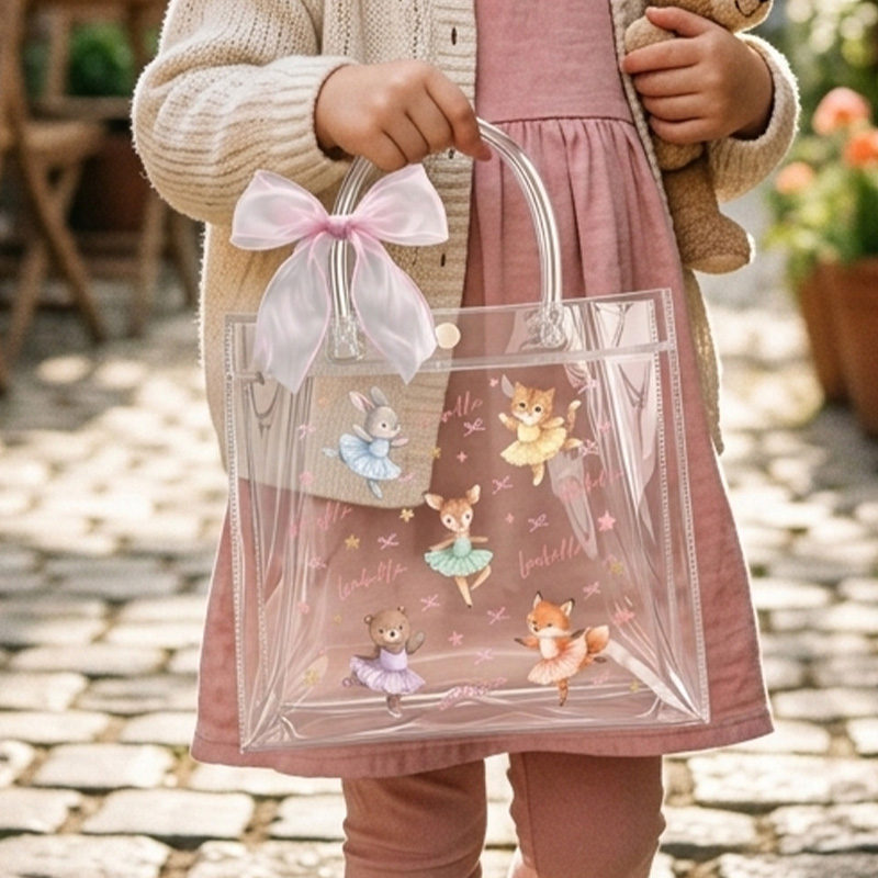 Personalized Animal Ballerina Tote Themed Magical Dance Design Clear Princess Carryall Transparent Gift Bag
