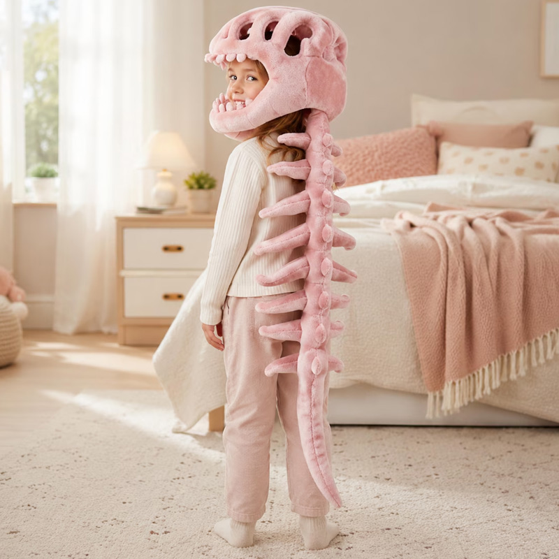 Personalized Dinosaur Costume Hat And Tail Set Themed Pretend Play Adventure Design Soft Plush Kids Dress Up Outfit For Parties And Gifts