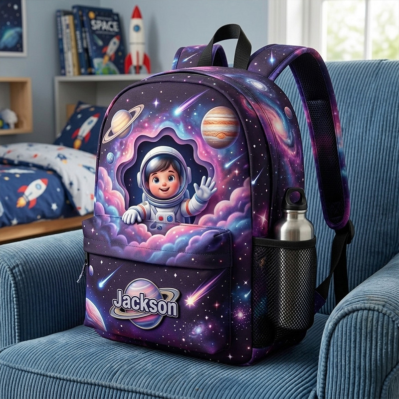 Personalized Space Astronaut Kids Backpack Themed Galaxy Planet School