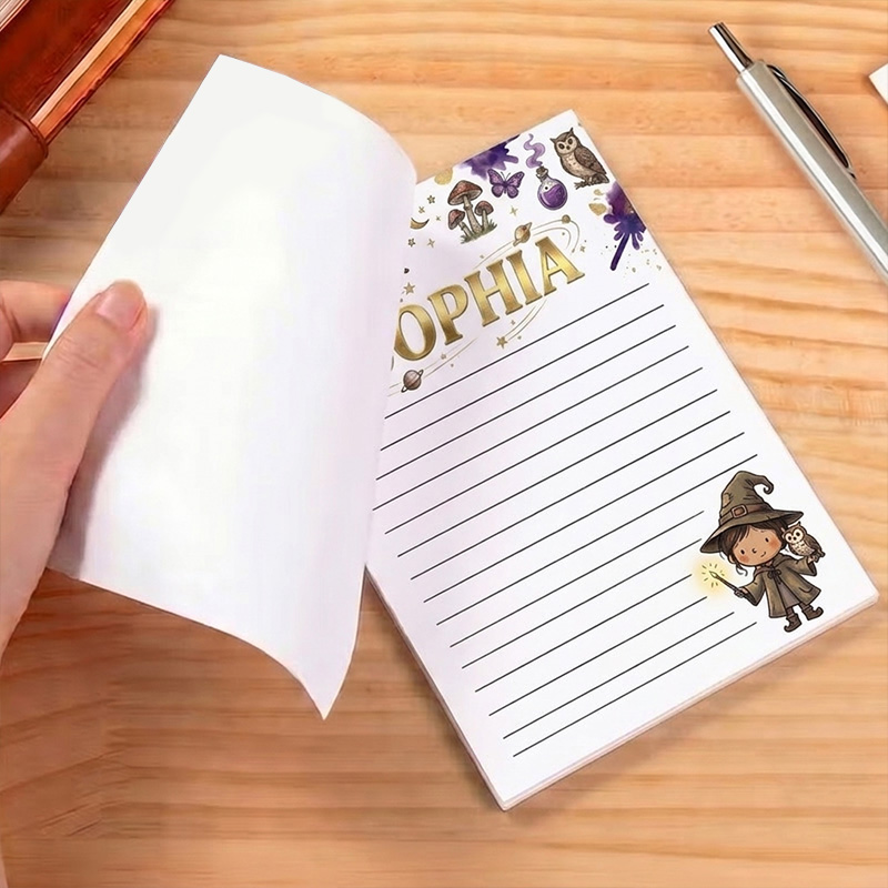 Personalized Little Wizard Kids Notepad Themed Magic Spell Writing Pad Design Custom Name Stationery For School Notes