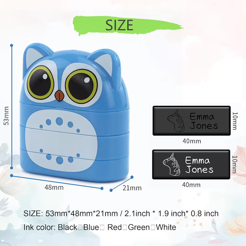 Personalized Two Color Name Stamp School Label Clothing Stamp Clothing Label Stamp Customized Name Stamp Stamp for Kids Fabric Stamp