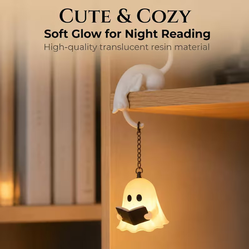 Halloween Ghost Cat Night Light Cute Bedside Lamp For Kids Bedroom Shelf Reading Decor