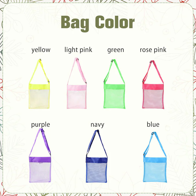 Personalized Mesh Beach Bag Beach Bag for Kids Custom Name Shell Collection Bag Kids Pool Tote Summer Vacation Birthday Gift