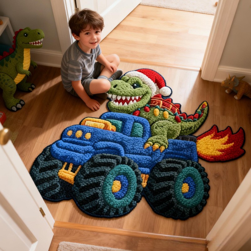 Personalized Monster Truck Theme Custom Name Cool Dinosaur Driver Fire