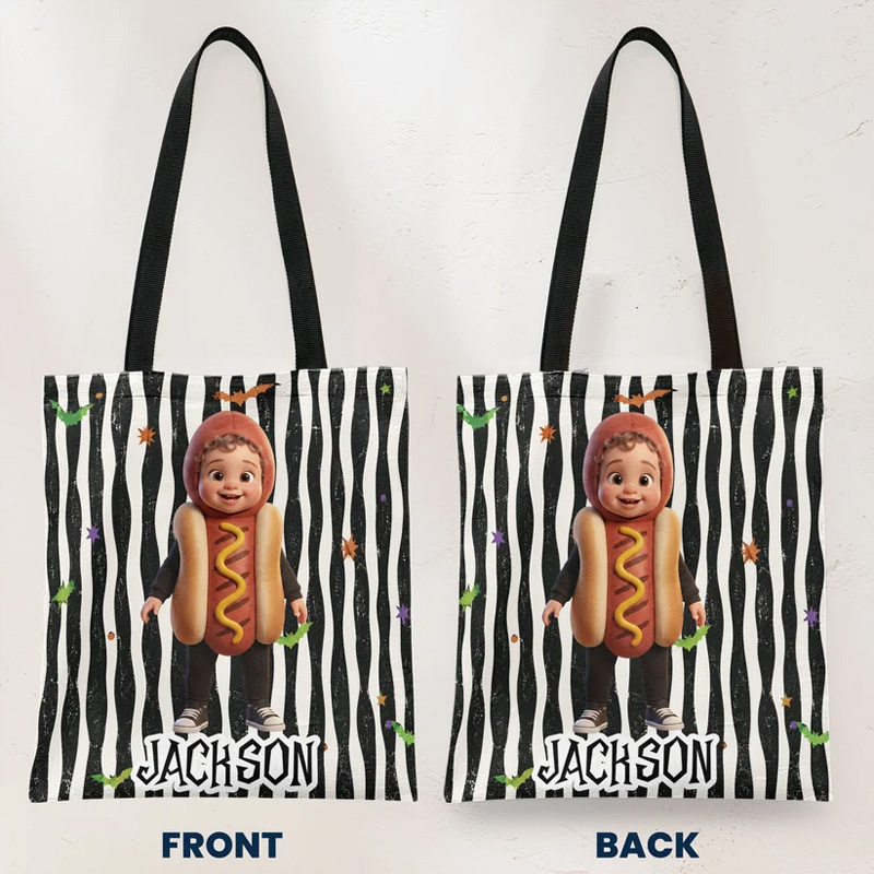 Personalized Tote Bag Kid Halloween Custom Cartoon Character Trick Or Treat