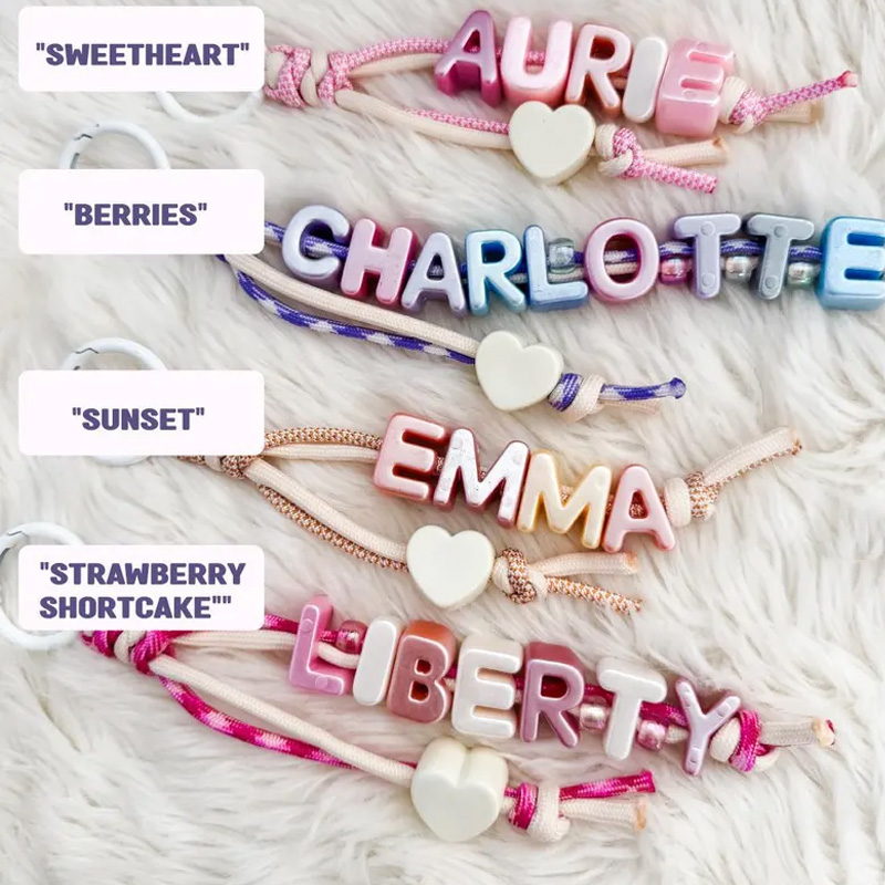 Personalized Name Letter Keychain Colorful Beaded Initial Bag Charm Custom Gift For Kids Teens And Friends