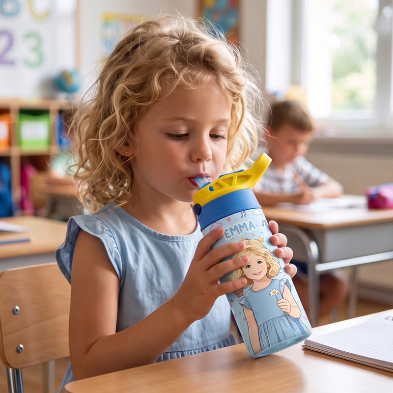 Personalized Multicolor Excavator Animal 12 oz Insulated Kid Water Bottle with Name and Photo Back to School Birthday Gift for Boys Girls Kids