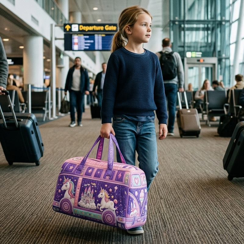 Personalized Rainbow Horse Travel Duffel Bag Large Capacity Overnight Tote For Kids Sleepovers School Trips