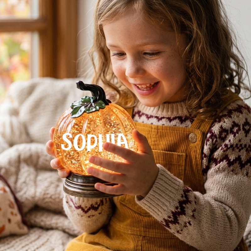 Personalized Halloween Name Lamp Glitter Glow Table Decor Kids Room Bedside Sequined Pumpkin Crystal Night Light