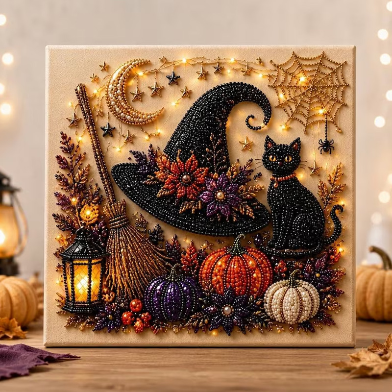 Halloween Ghost Pearl Art DIY Kit Spooky Cute 3D Diamond Art Painting Crafts for Kids DIY Fall Home Decor Wall Arts